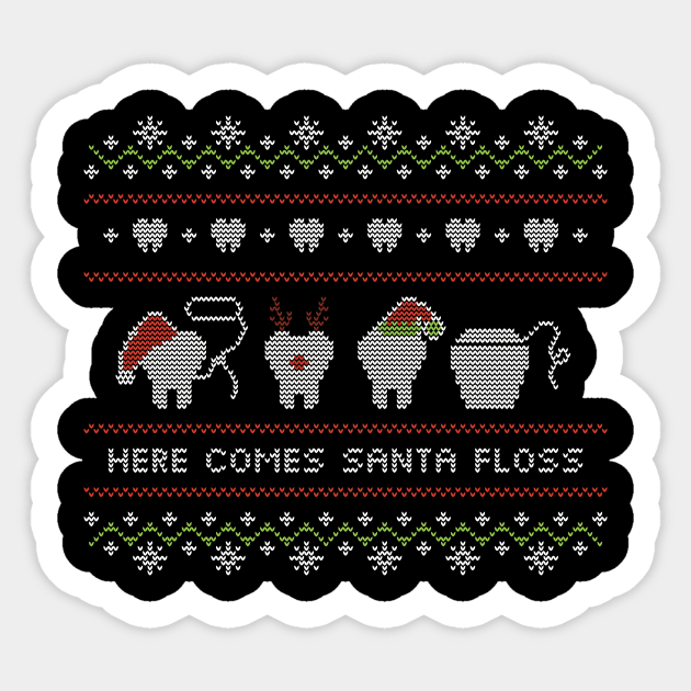 Ugly Christmas Sweater Here Comes Santa Floss Sticker by shamdesign